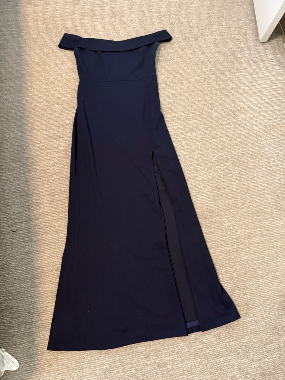 BHLDN Navy Off-Shoulder Maxi Dress